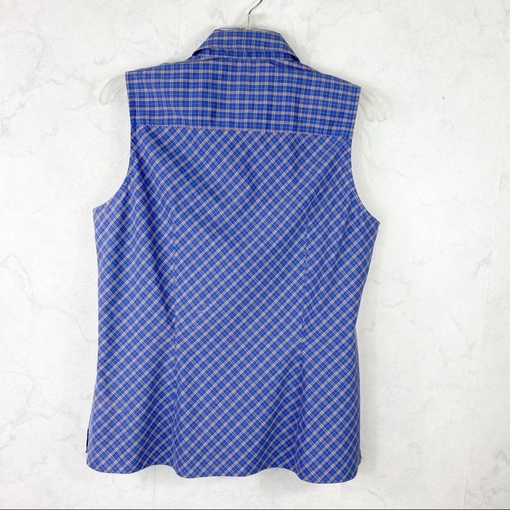[Escada Sport] Purple Plaid Button Down Top - Picture 3 of 3